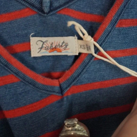 Faherty Florence Dress XS Indigo Dyed Brenton Stripe Tie Strap Sleeveless NWT - Picture 5 of 9